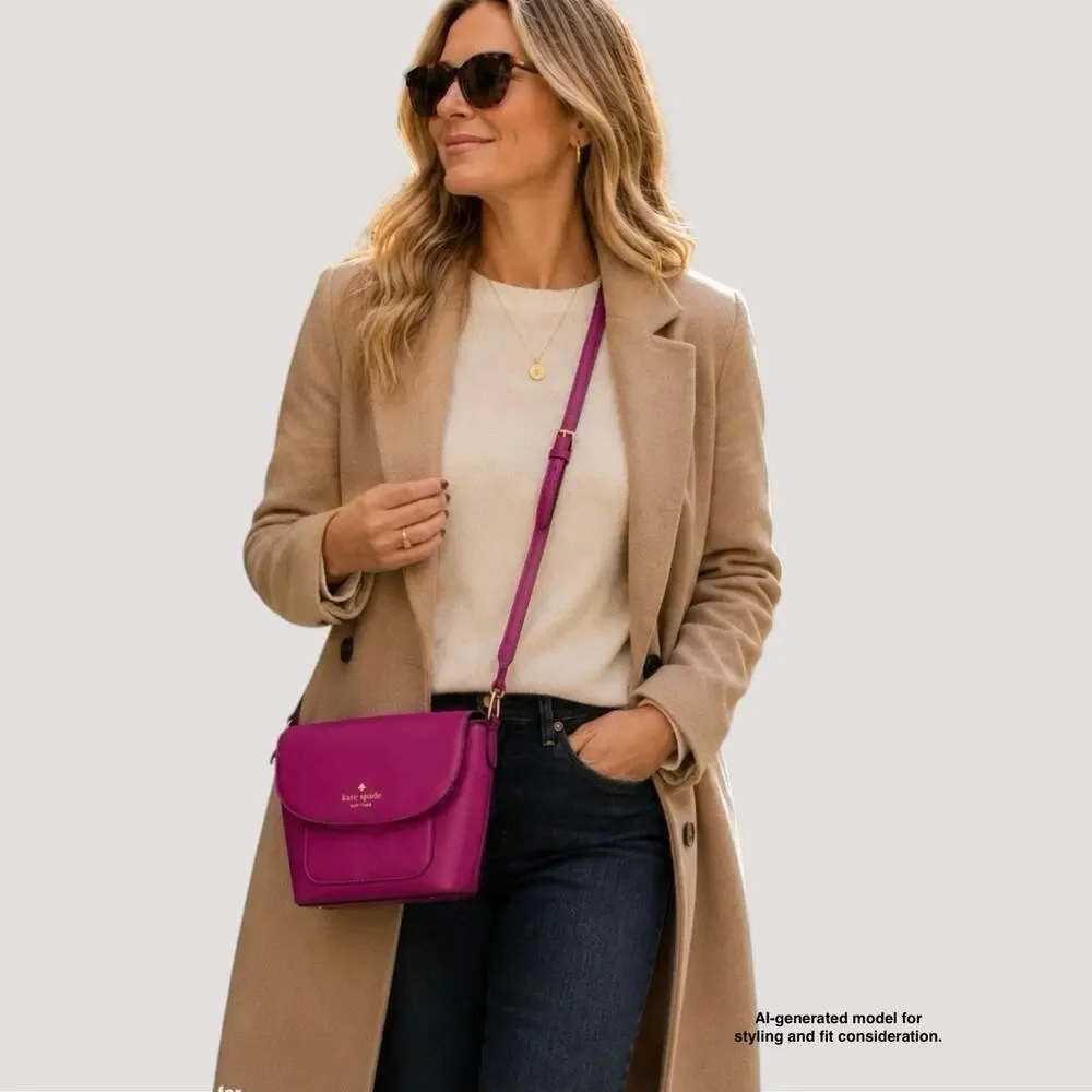 Kate Spade Elsie Crossbody Bag Baja Rose Pink Pebbled Leather Flap Close NWT